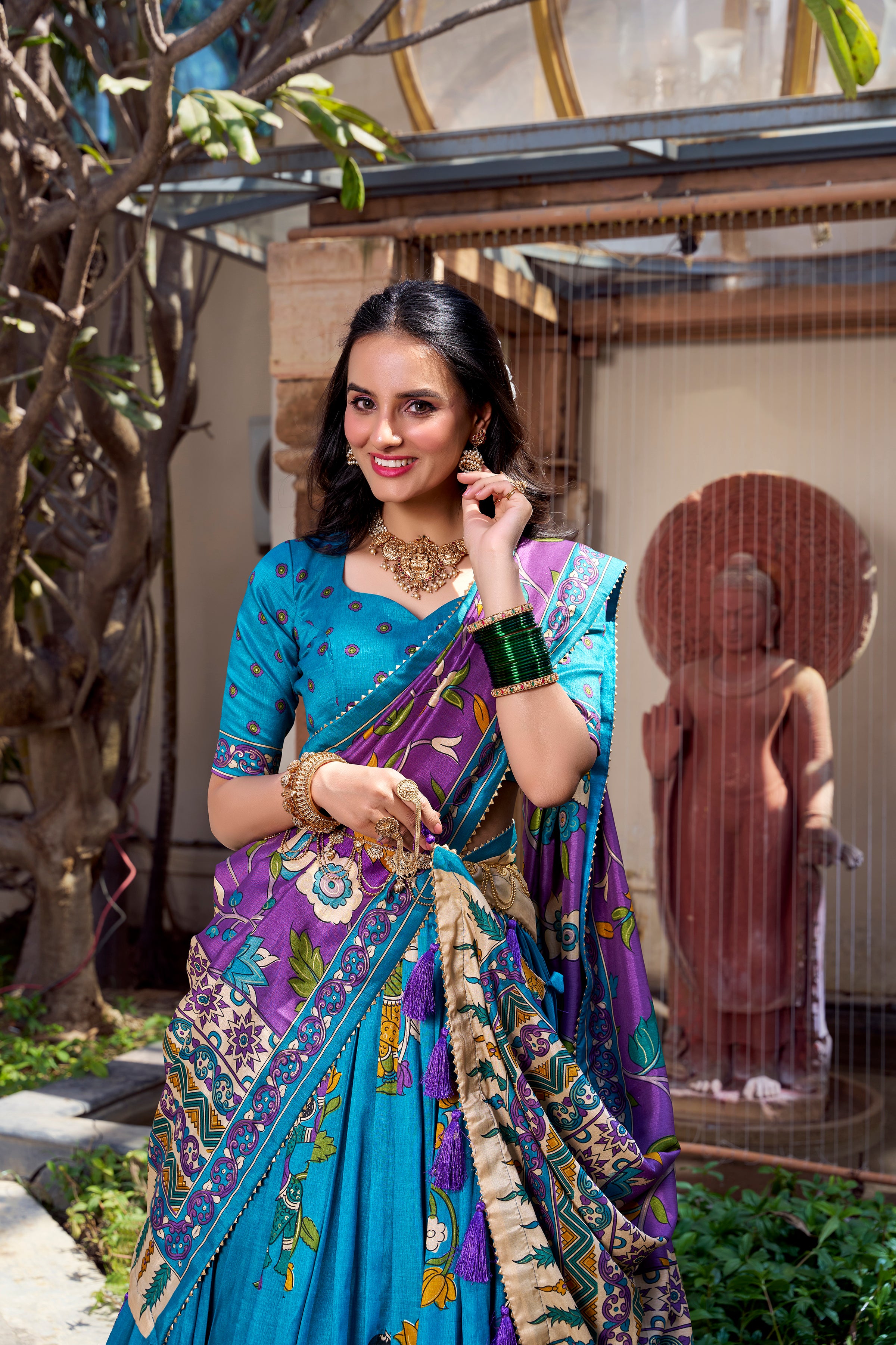 Exclusive Tussar Silk Lehenga Choli Set β Floral & Patola Print Design β¨π